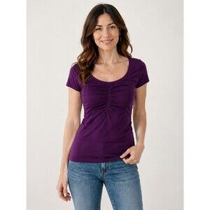 Shape FX Ruched Stretch Top – Purple Slim Fit. Small